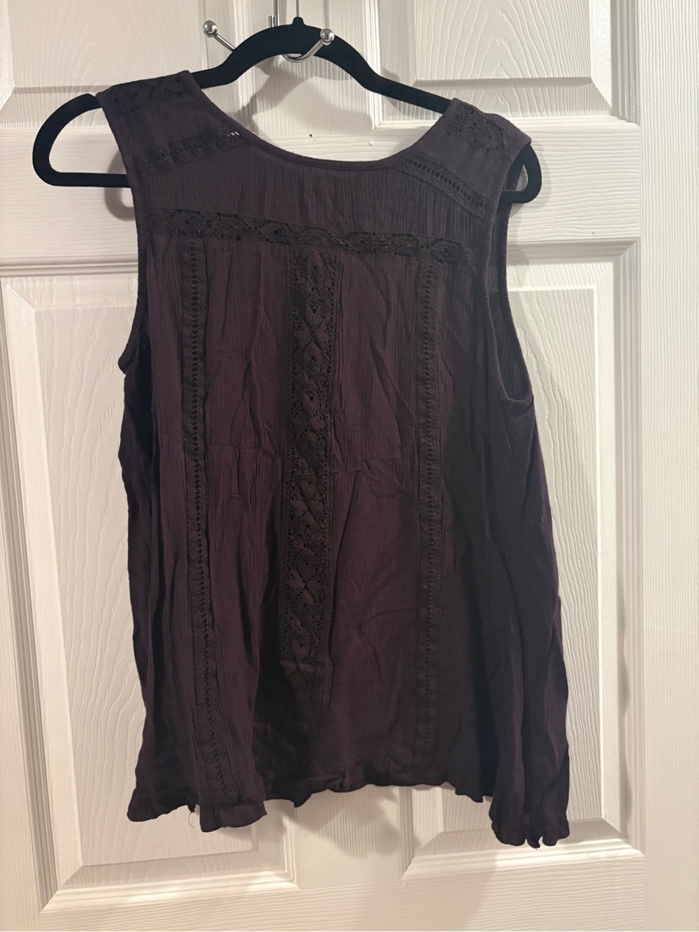 Mossimo Supply Co. Sleeveless Crochet-Trim Tank in Dark Plum